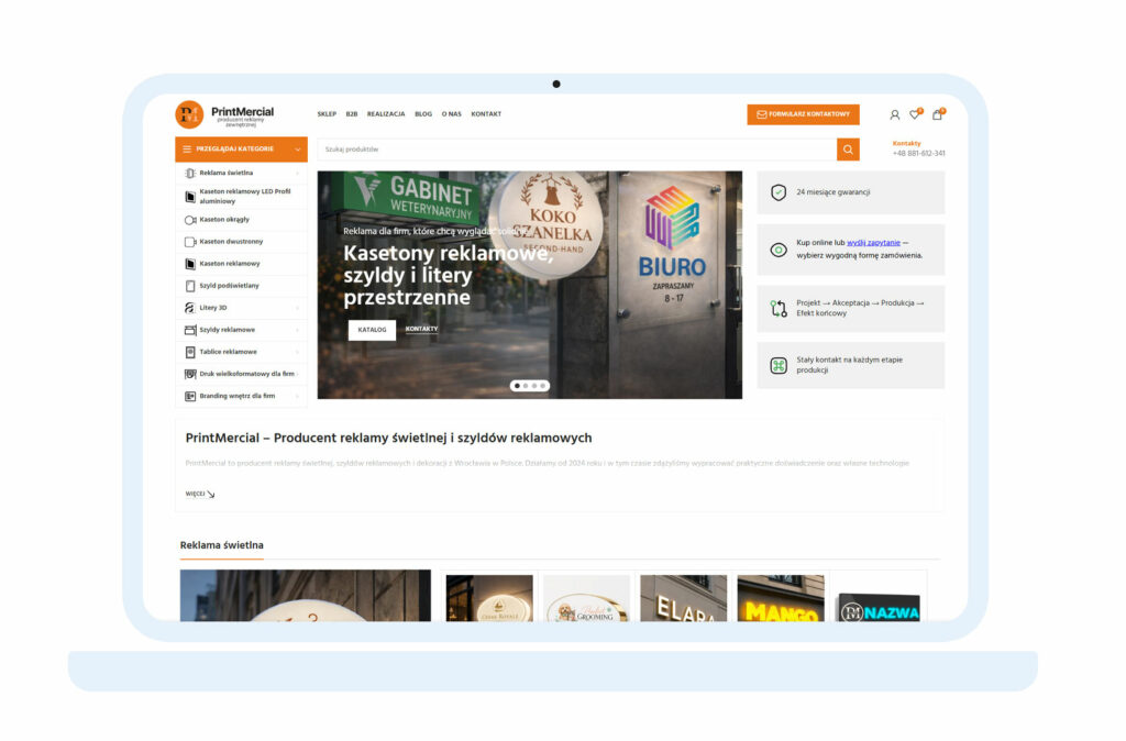 Sklep internetowy dla producenta — sprzedaż bezpośrednia B2C i B2B bez pośredników